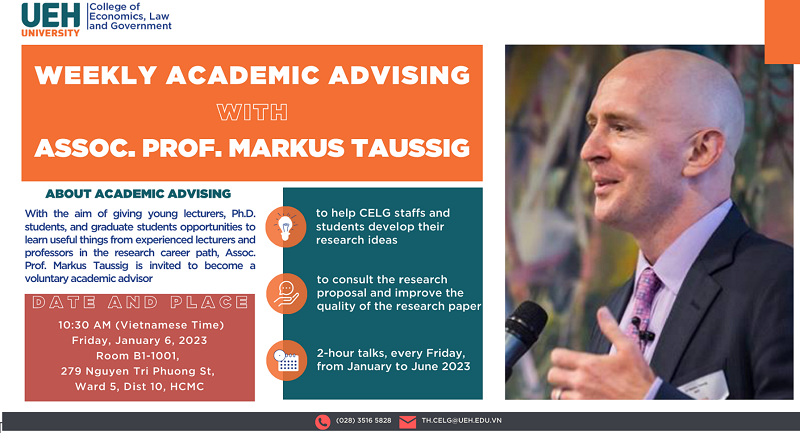 Weekly Academic Advising with Assoc.Prof. Markus Taussig